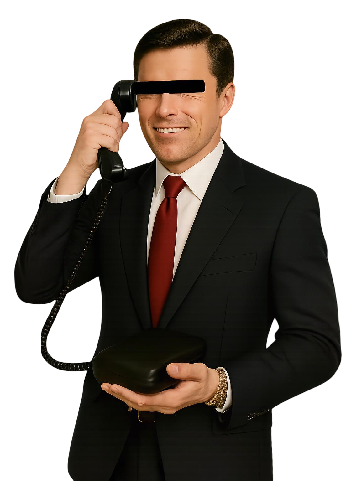 Man on a retro phone